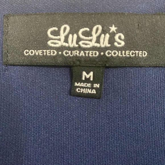 LuLus Navy Long Sleeve Shifting Dears Shift Mini Event Party Dress, Size Medium - Picture 7 of 9